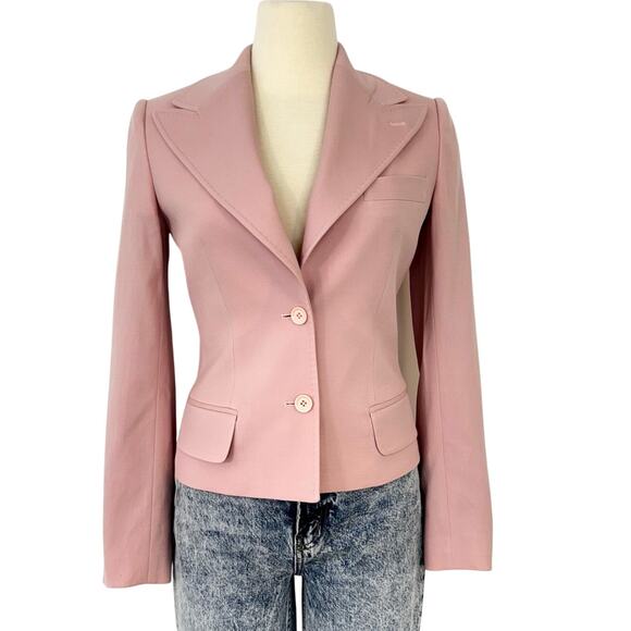 Dolce and Gabbana Single-Breasted Wool Crepe Jacket Blazer Light Pink 38 (US 2) - Picture 1 of 14